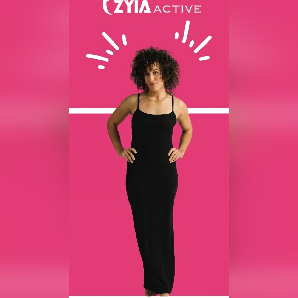 ZYIA Black Maxi Dress Spaghetti Strap Sleeveless Sheath